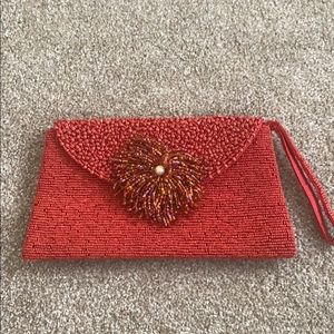 Red vintage beaded wristlet